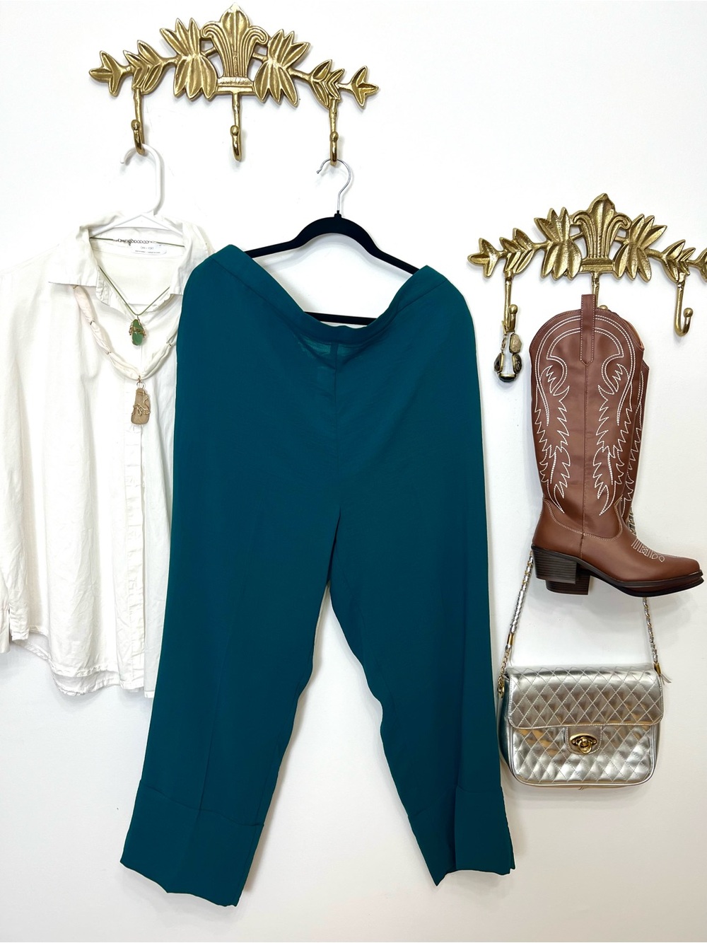 Teal relaxed modern pant 1X